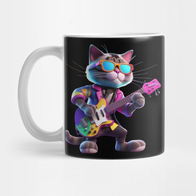 A Cat Who Is The Essence Of A Cool And Funky Guitarist by Musical Art By Andrew